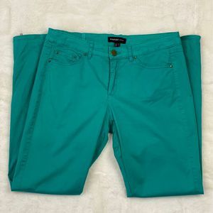 Mango Teal Skinny Ankle Zip Jeans